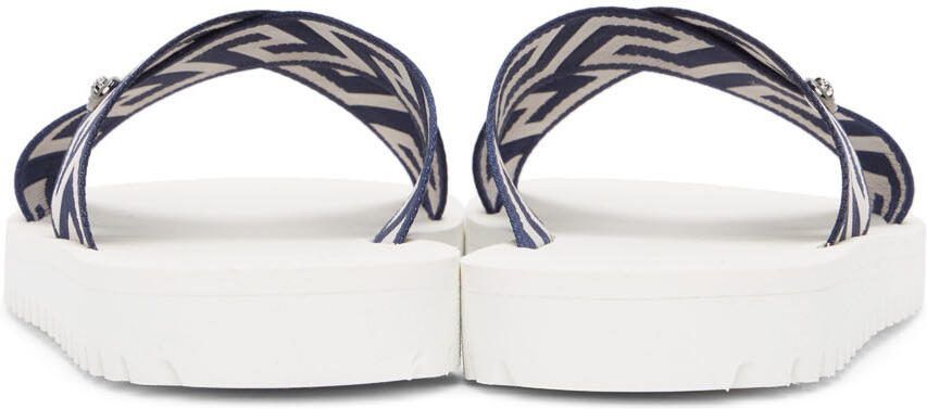 Versace Navy  White Nastro Greca Sandals - Picture 2