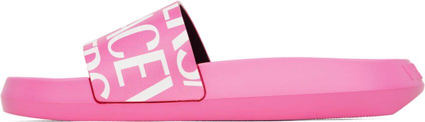 Versace Pink Allover Slides - Picture 4