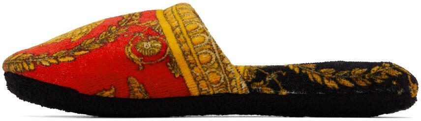 Versace Red  Black I Heart Baroque Slippers - Picture 4