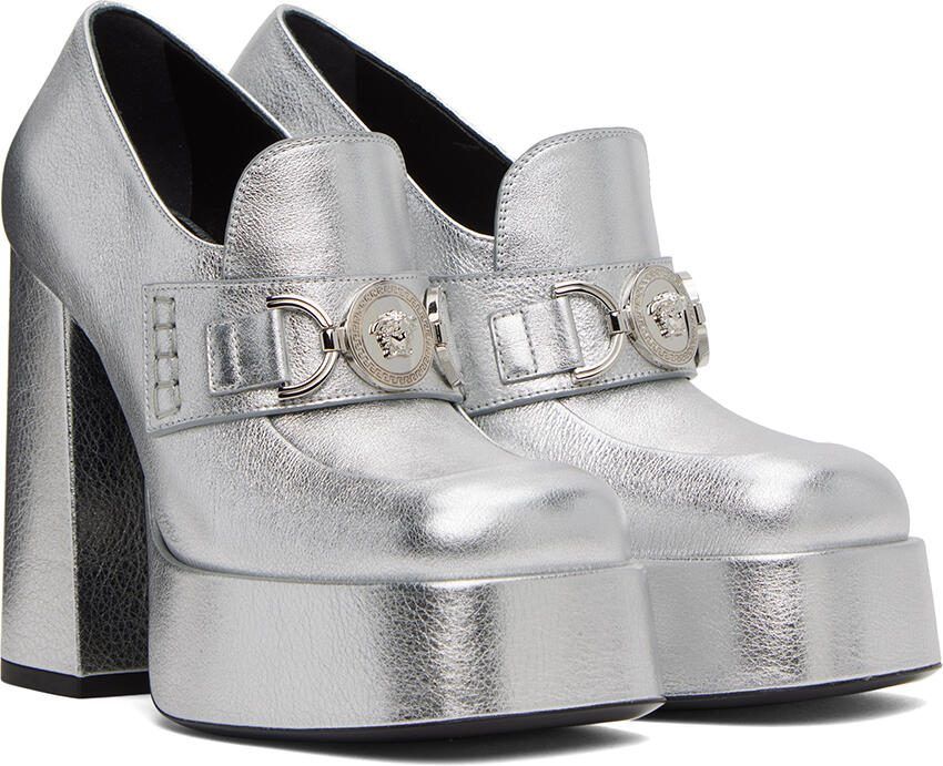 Versace Silver '95 Medusa Platform Pumps - Picture 3