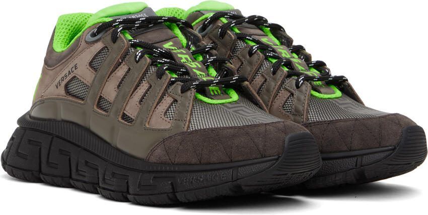 Versace Taupe  Green Trigreca Sneakers - Picture 2