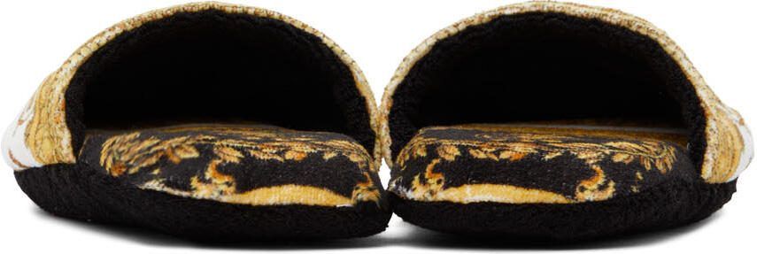 Versace White  Black Baroque Slippers - Picture 2