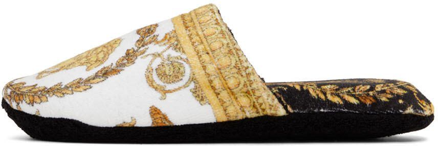Versace White  Black Baroque Slippers - Picture 3