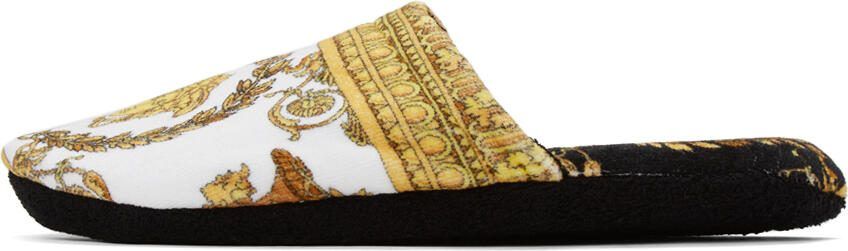 Versace White  Black I Heart Baroque Slippers - Picture 4