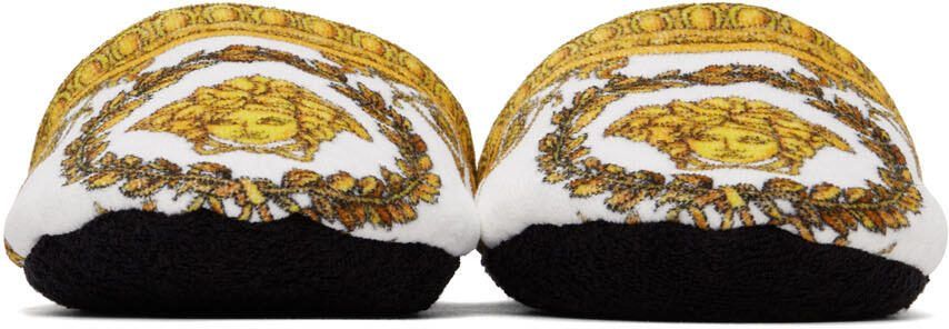 Versace White  Black I Heart Baroque Slippers - Picture 3