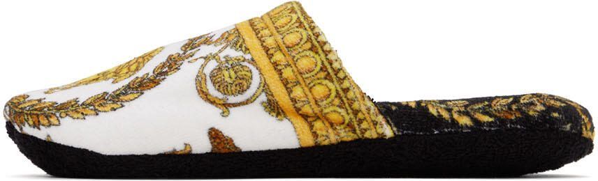 Versace White  Black I Heart Baroque Slippers - Picture 4