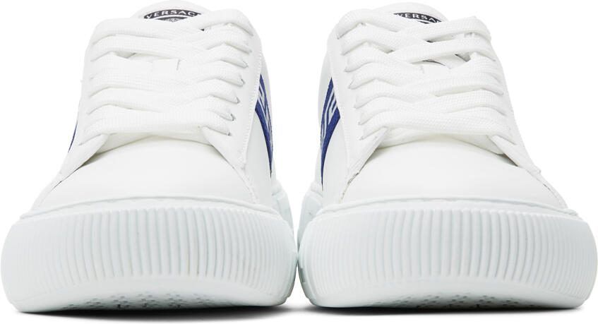 Versace White  Blue Greca Low-Top Sneakers - Picture 3