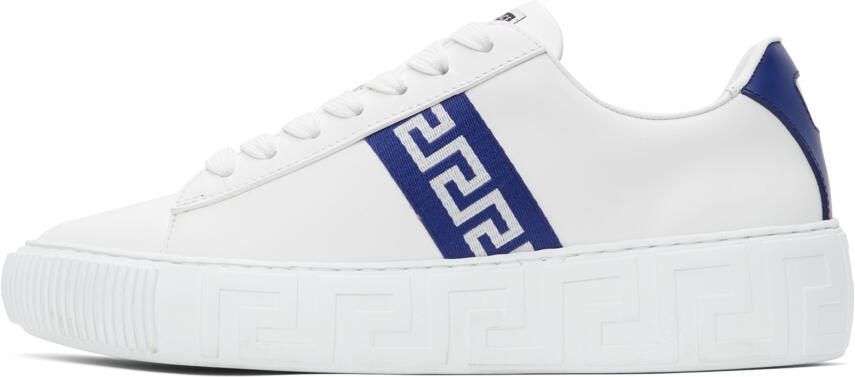 Versace White  Blue Greca Low-Top Sneakers - Picture 4