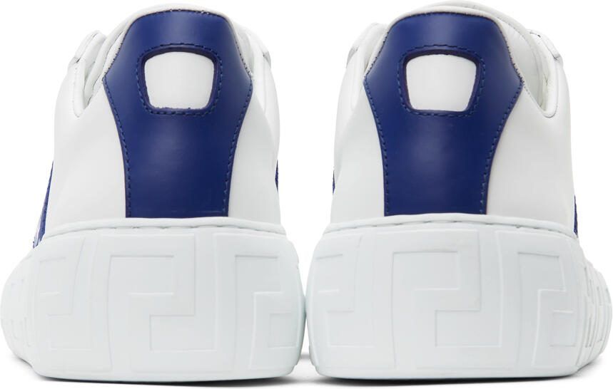 Versace White  Blue Greca Low-Top Sneakers - Picture 2