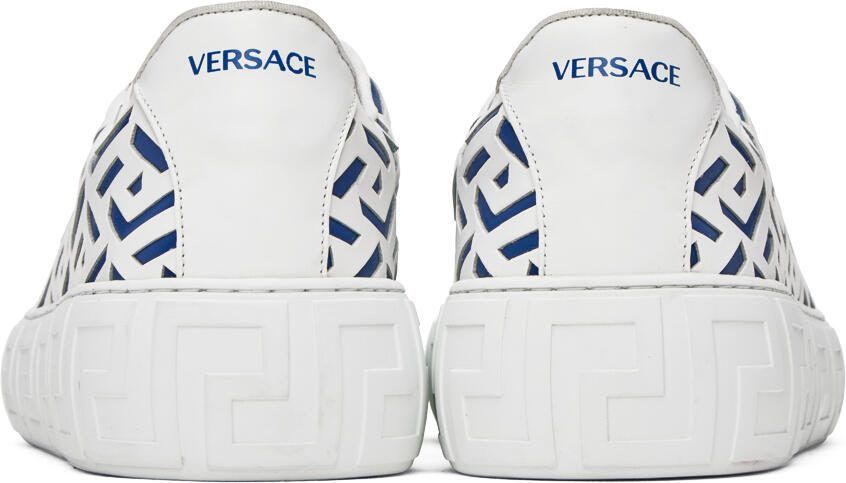 Versace White  Blue Greca Sneakers