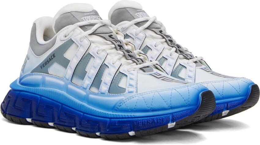 Versace White  Blue Trigreca Sneakers - Picture 2