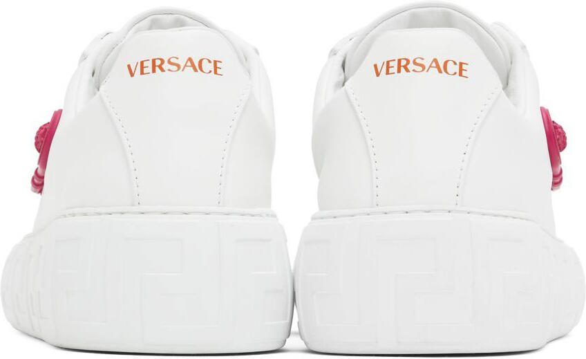 Versace White  Pink Safety Pin Sneakers
