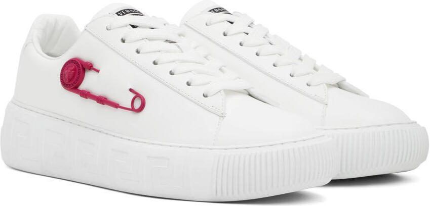 Versace White  Pink Safety Pin Sneakers - Picture 2