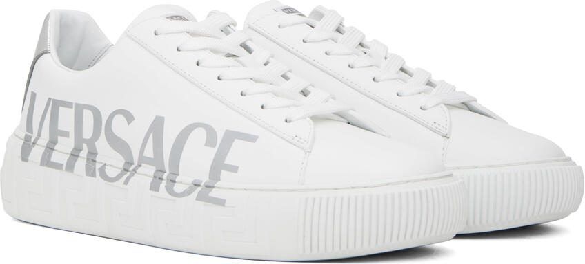 Versace White  Silver Greca Sneakers