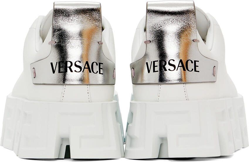 Versace White  Silver 'Greca' Sneakers