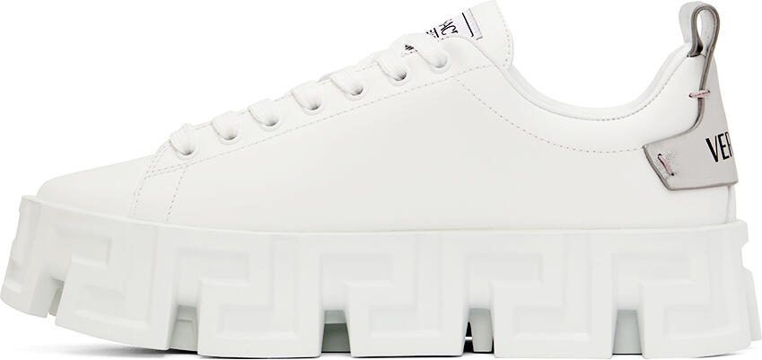 Versace White  Silver 'Greca' Sneakers - Picture 3