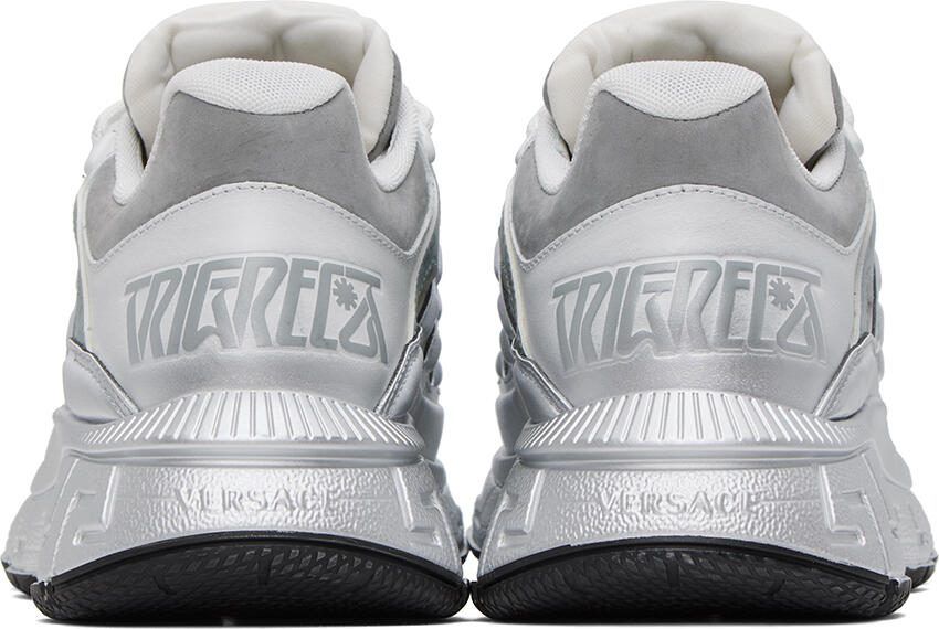Versace White  Silver Trigreca Sneakers