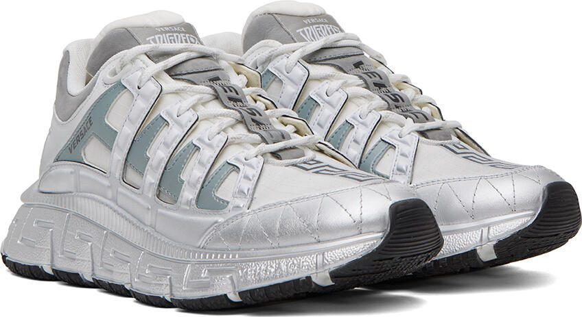 Versace White  Silver Trigreca Sneakers - Picture 2