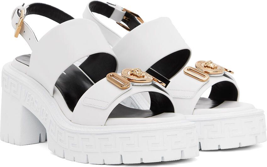 Versace White Medusa Biggie Heeled Sandals - Picture 2