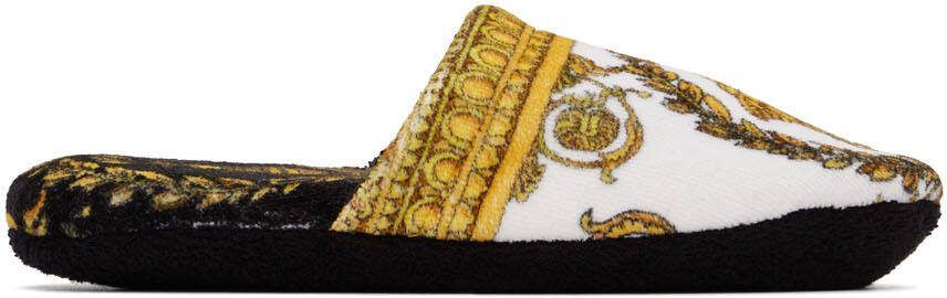 Versace White  Black I Heart Baroque Slippers - Picture 5