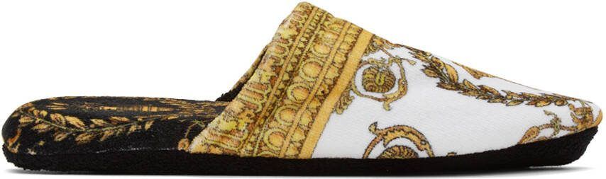 Versace White  Black I Heart Baroque Slippers - Picture 5