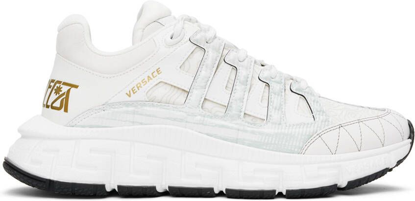 Versace White  Gold Trigreca Sneakers