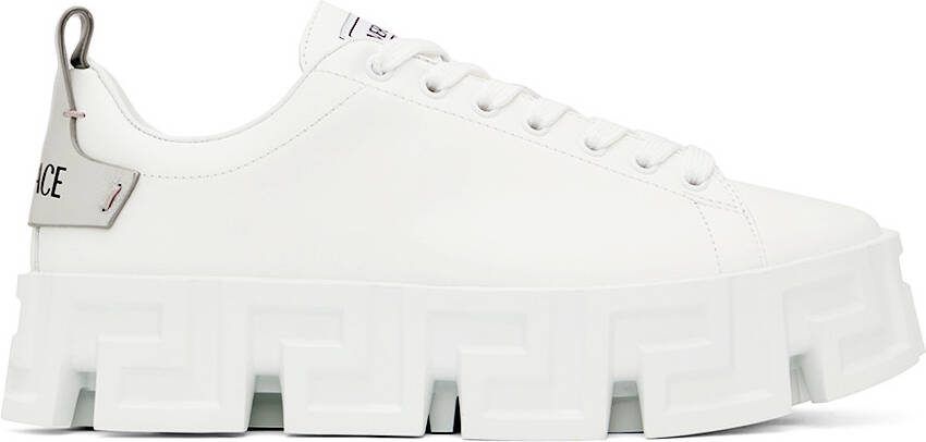 Versace White  Silver 'Greca' Sneakers - Picture 5
