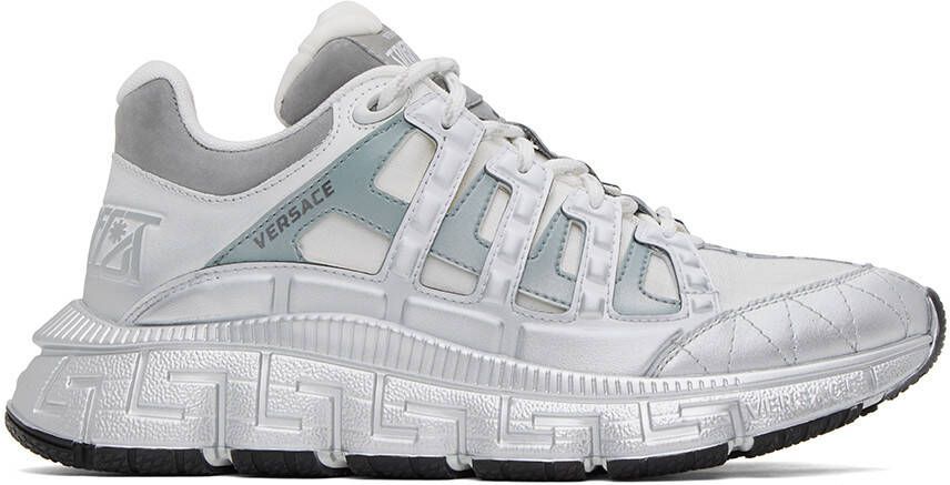 Versace White  Silver Trigreca Sneakers - Picture 5