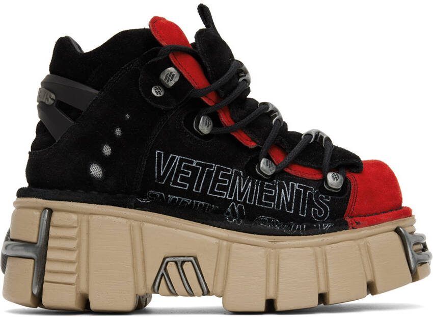 VETEMENTS Black  Red New Rock Edition Platform Sneakers