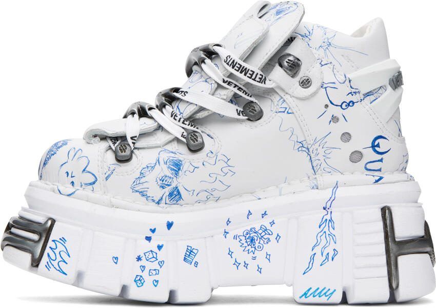 VETEMENTS White New Rock Edition Platform Sneakers - Picture 2