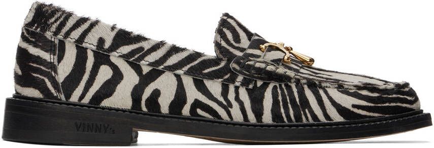 VINNY s Black  White Luxe Mocassin Snaffle Loafers - Picture 5