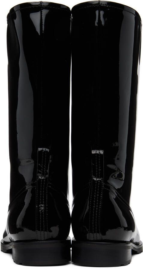 We11done Black Enamel Combat Boots - Picture 5