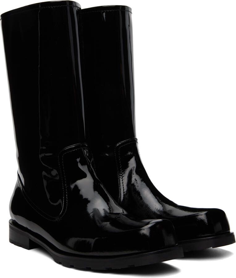 We11done Black Enamel Combat Boots - Picture 3
