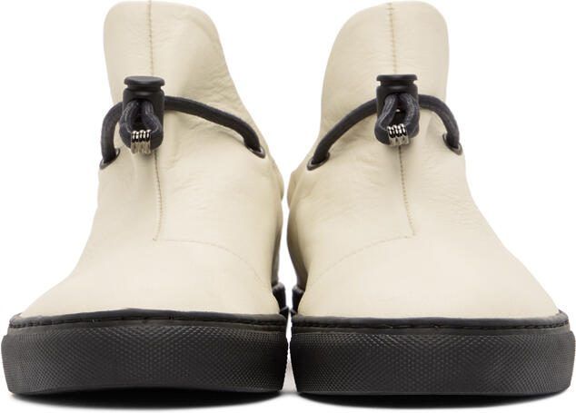 Y's Off-White Leather Slip-On Sneakers - Picture 3