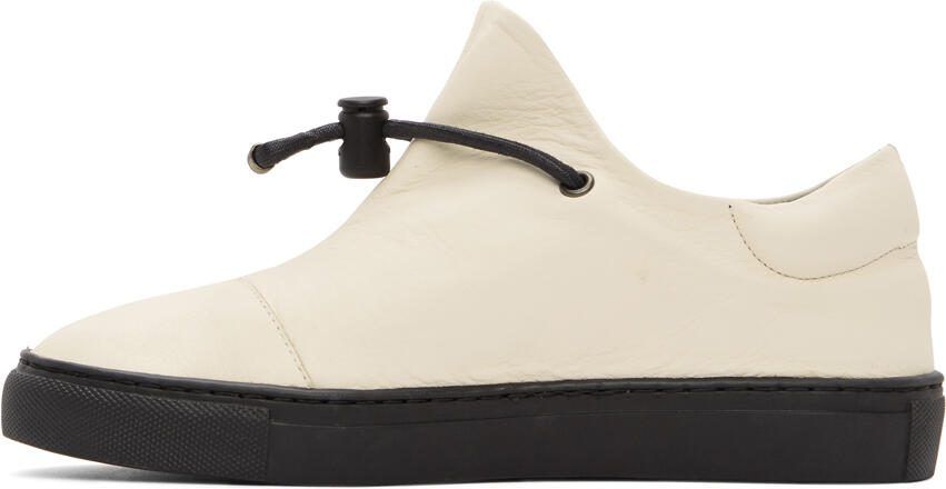 Y's Off-White Leather Slip-On Sneakers - Picture 2