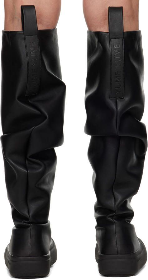 YUME Black Fisher Faux-Leather Boots - Picture 4