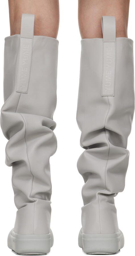 YUME Gray Fisher Faux-Leather Boots - Picture 4