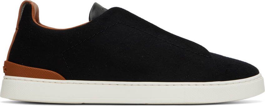 ZEGNA Black  Brown Triple Stitch Sneakers