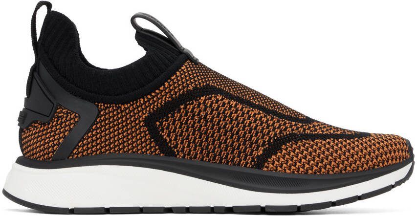 ZEGNA Black  Orange Slip-On Sneakers - Picture 5