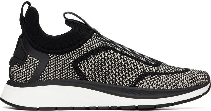 ZEGNA Black  White Slip-On Sneakers - Picture 5
