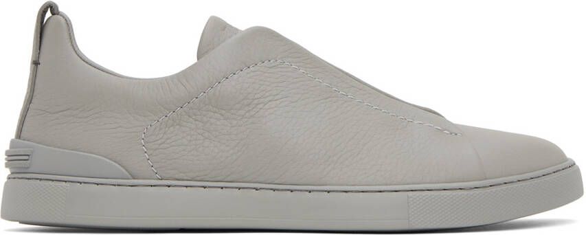 ZEGNA Gray Triple Stitch Sneakers - Picture 5