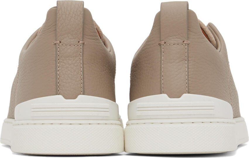 ZEGNA Beige Triple Stitch Sneakers