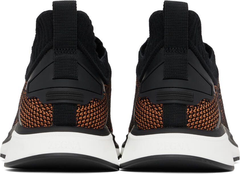 ZEGNA Black  Orange Slip-On Sneakers