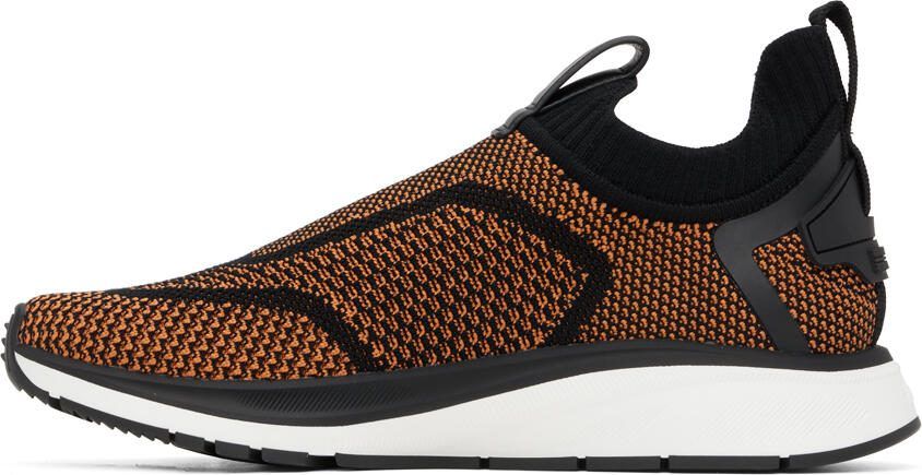 ZEGNA Black  Orange Slip-On Sneakers - Picture 3