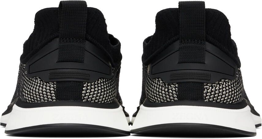 ZEGNA Black  White Slip-On Sneakers - Picture 2
