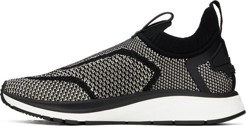 ZEGNA Black  White Slip-On Sneakers - Picture 3