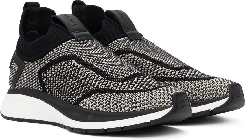 ZEGNA Black  White Slip-On Sneakers