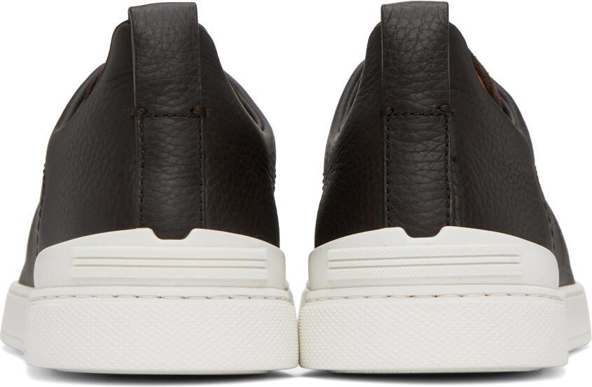 ZEGNA Brown Triple Stitch Sneakers - Picture 5