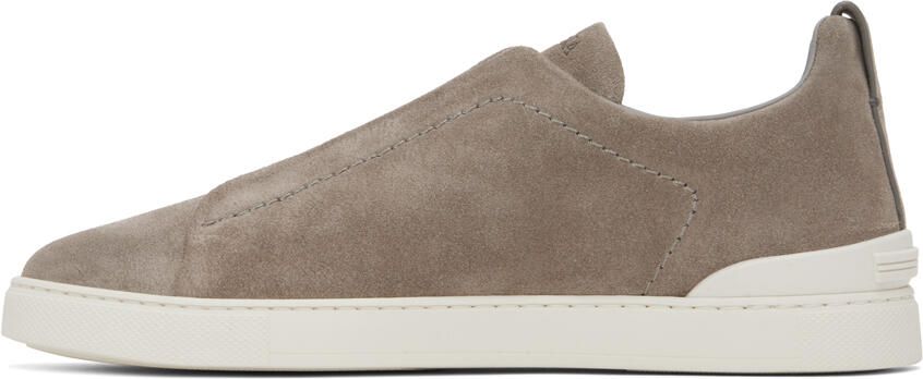ZEGNA Gray Triple Stitch Sneakers - Picture 3