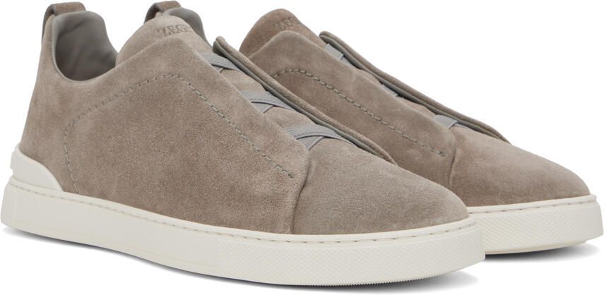 ZEGNA Gray Triple Stitch Sneakers - Picture 2